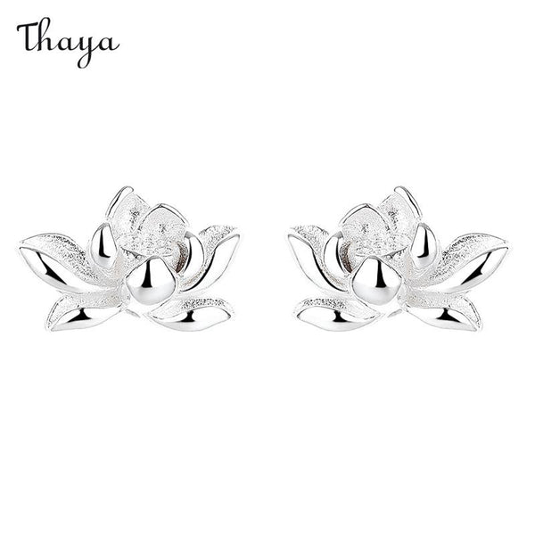 Thaya 925 Silver Lotus Thread Earrings
