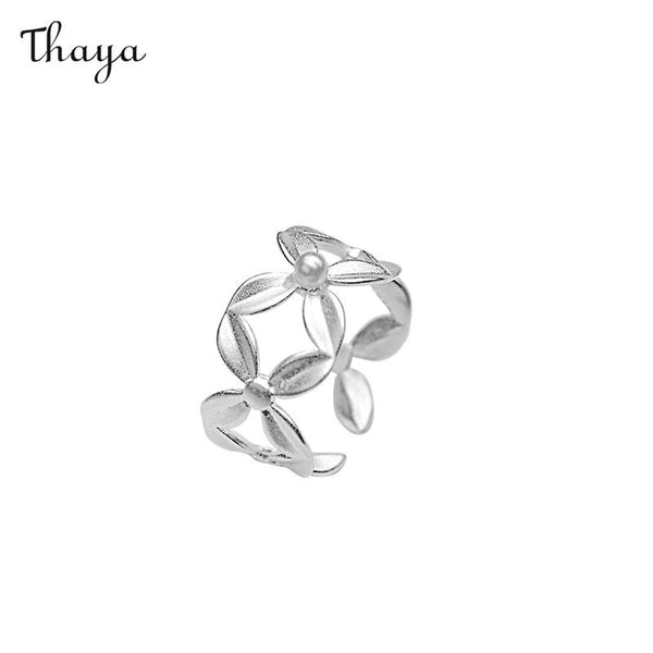 Thaya 925 Silver Clover Pearl Ring
