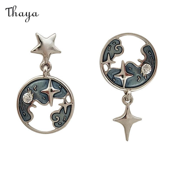 Thaya Asymmetrical Four-Pointed Star Earrings