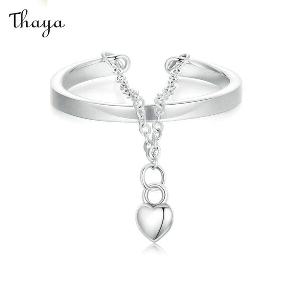 Thaya 925 Silver Heart Tassel Silver Ring