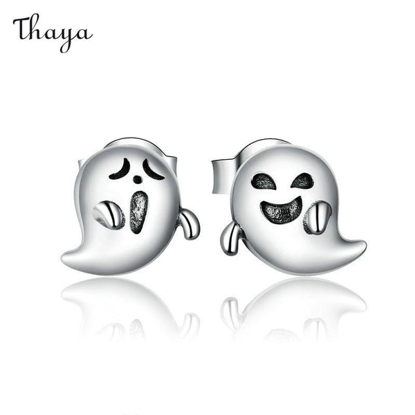 Thaya 925 Silver Funny Cute Little Devil Ghost Stud Earrings