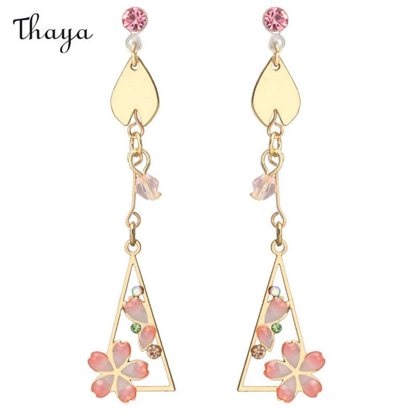 Thaya Geometric Cherry Blossom Earrings