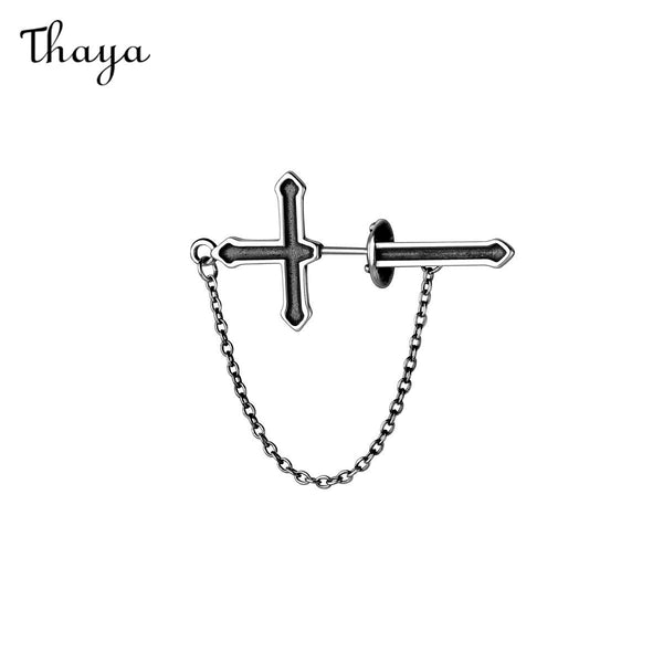 Thaya 925 silver Distressed Cross Earrings