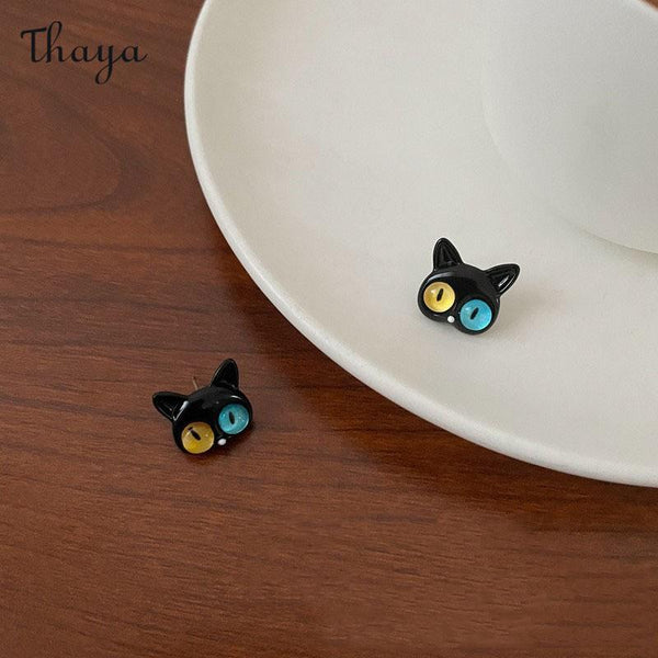 Thaya 925 Silver Kitten Eye Earrings