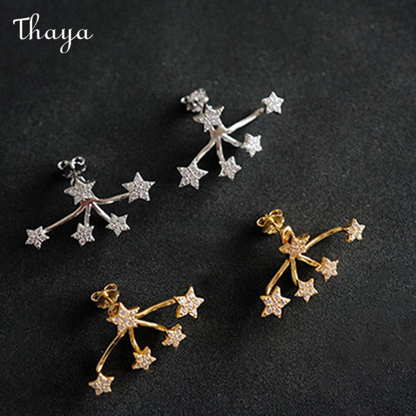 Thaya 925 Silver Golden Star Stud Earrings