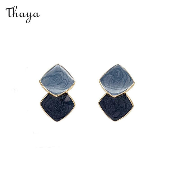 Thaya Boucles d'oreilles à tige carrées géométriques de couleur contrastée