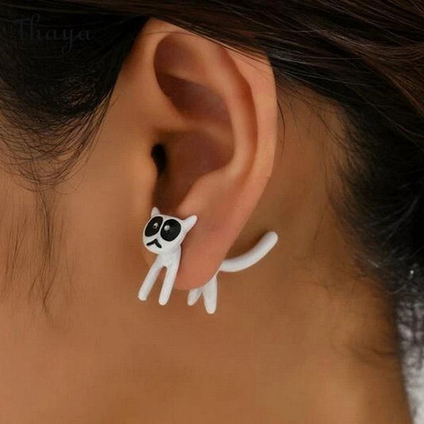 Thaya Boucles d'oreilles percées chaton mignon