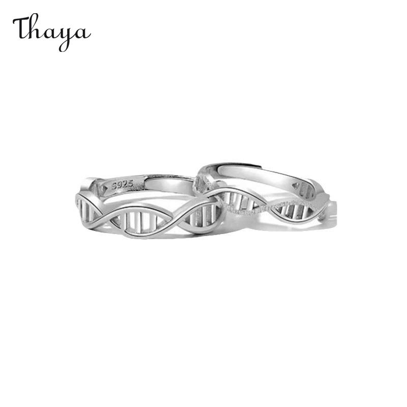 Thaya 925 Silver DNA Couple Rings