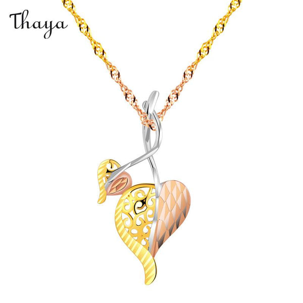 Thaya 925 Silber vergoldete Blatt-Halskette