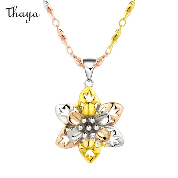 Thaya 925 Silver 18K  Gold Plated Flower Fashion Necklace