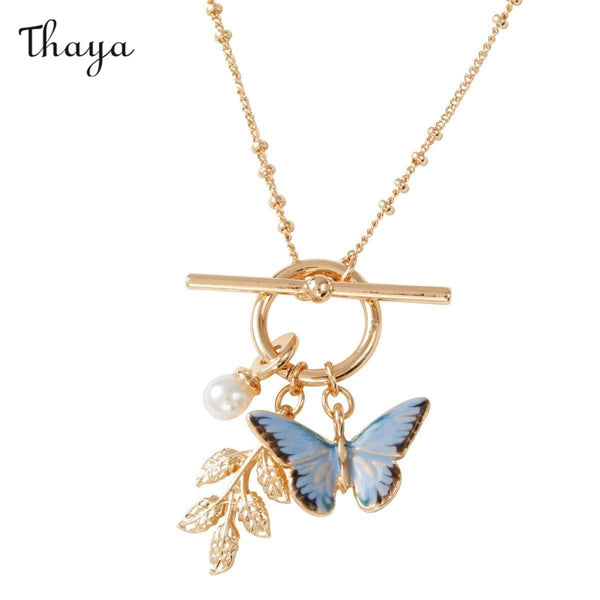 Thaya Butterfly Pearl Necklace & Earrings & Ring