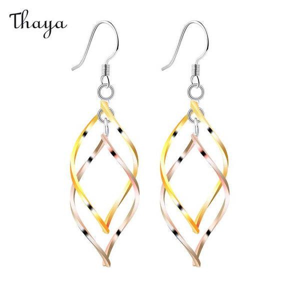 Thaya 925 Silver Colored Gold-Plated Romantic Earrings