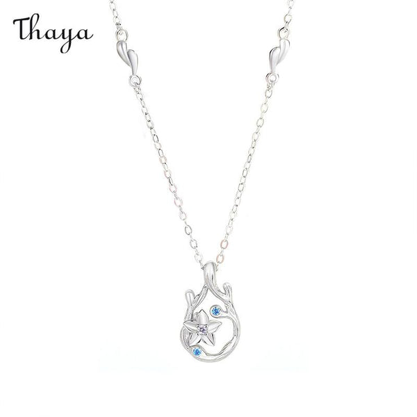 Thaya 925 Silber Original Wasserblumen-Halskette und Ohrringe