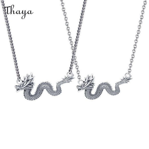 Thaya Thai  Silver Accompany Day & Night  Couple Dragon Necklaces