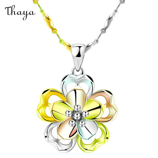 Thaya 925 Silver 18k Gold Plated Color Carnation Necklace