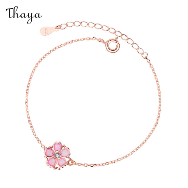 Thaya 925 Silver Rotating Cherry Blossom Bracelet