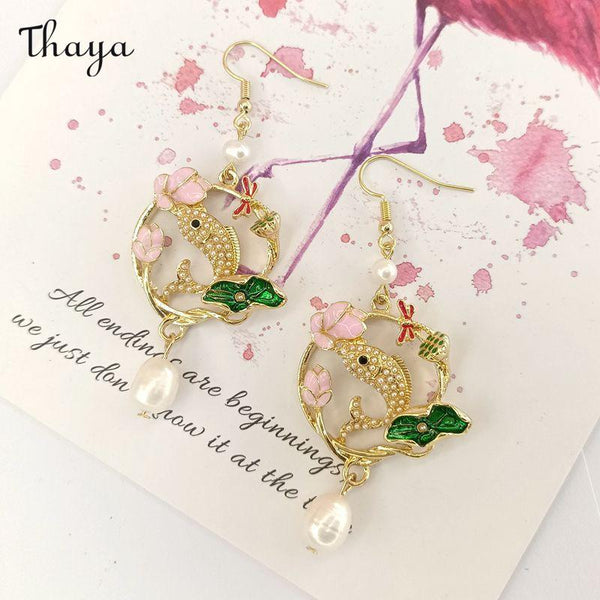 Thaya Lotus Teich Koi Ohrringe