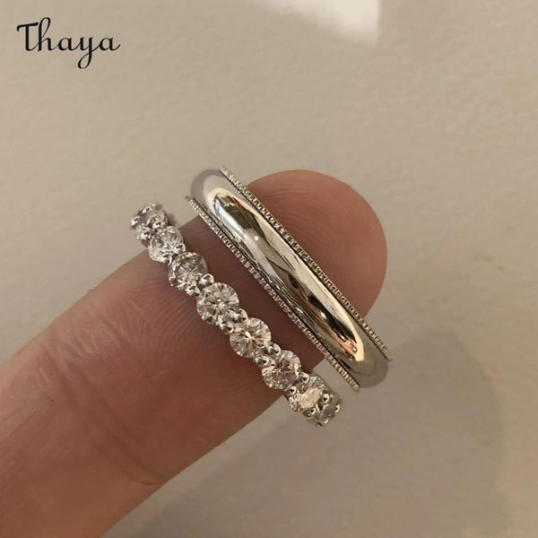 Thaya 925 Silver Romantic Full Diamonds Couple Rings