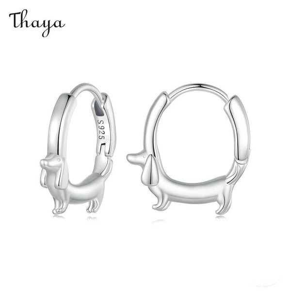 Thaya 925 Silver Popular Dachshund Dog Earrings