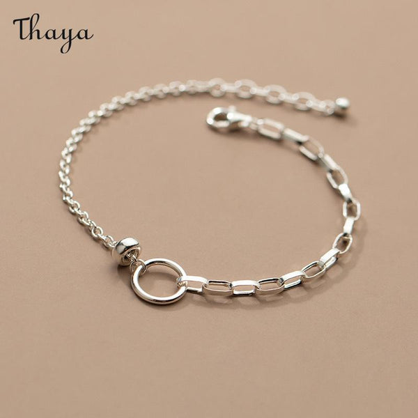 Thaya 925 Silver Pure Asymmetric Chain Link Bracelet