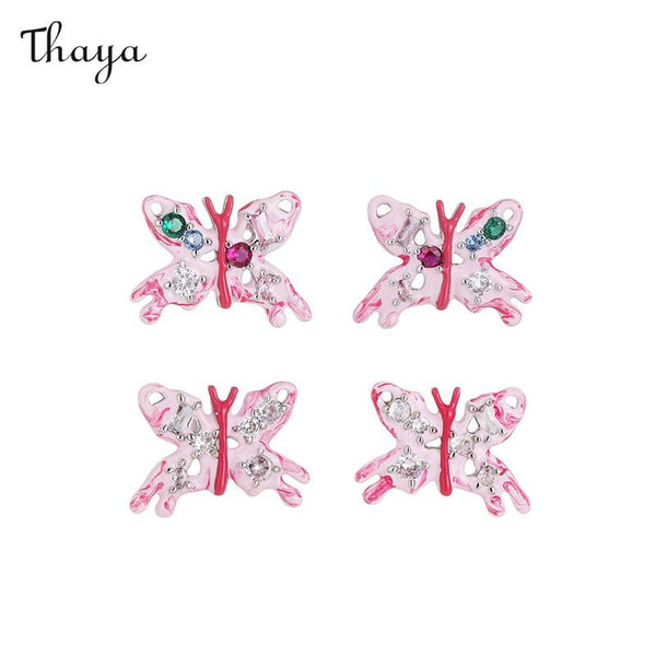 Boucles d'oreilles papillon rose Thaya