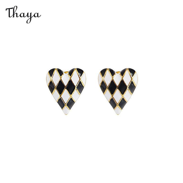 Thaya Checkerboard Heart Earrings