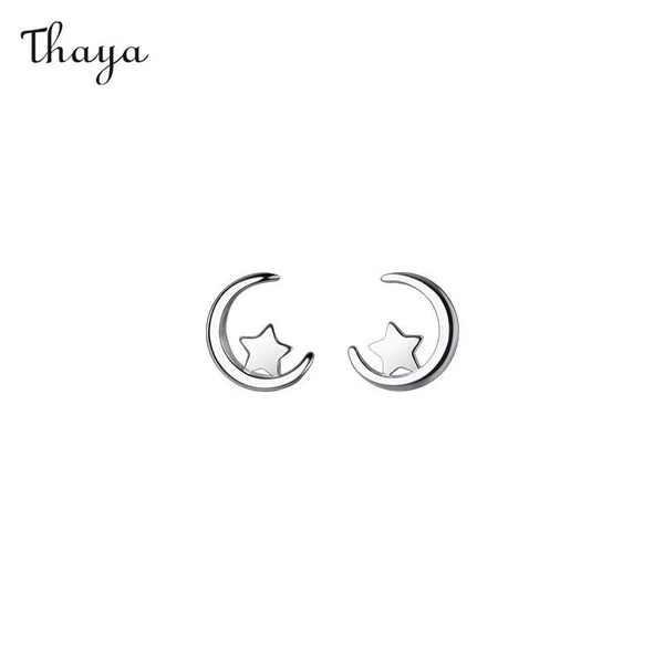 Thaya  925 Silver Star Moon Earrings