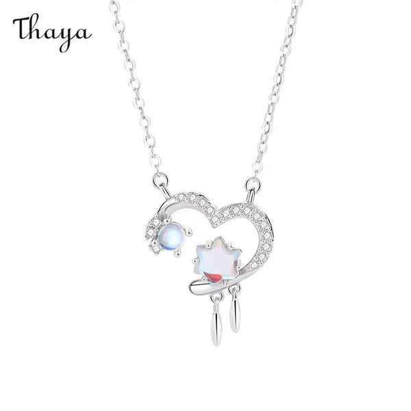 Thaya 925 Silver Moonstone Heart Necklace
