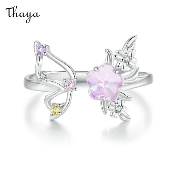 Thaya 925 Silver Flower Butterfly Ring