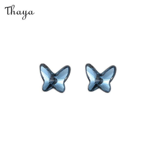 Thaya 925 Silver Butterfly Crystal Stud Earrings