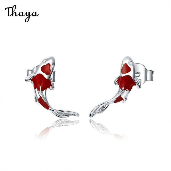 Thaya 925 Silver Red Koi  Earrings