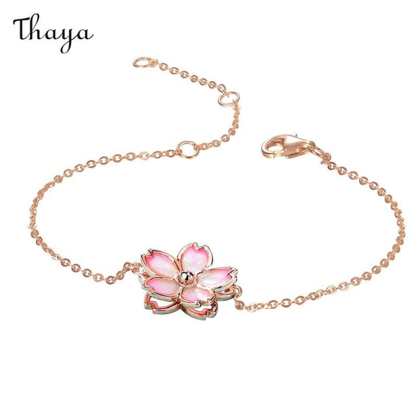 Thaya925 Silver  Gradient Enamel Sakura Necklace