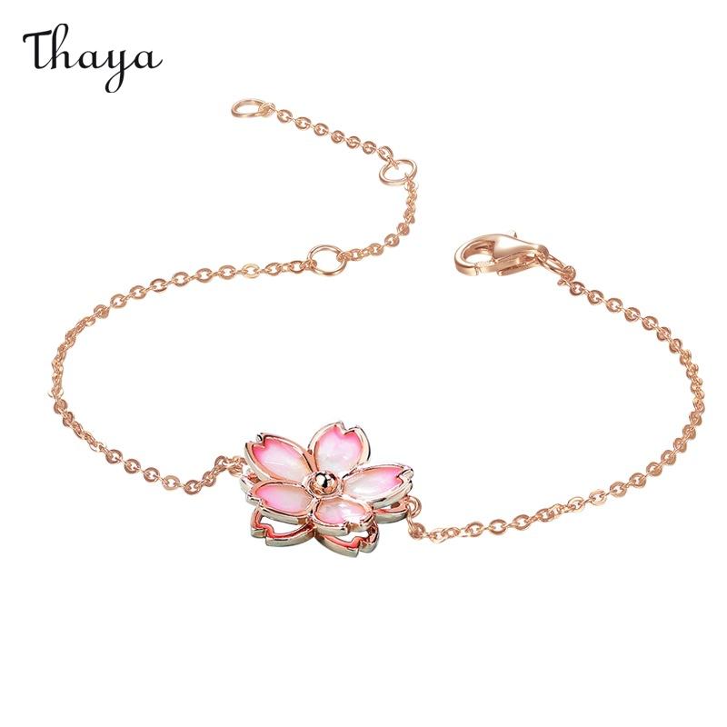 Thaya925 Silberne Sakura-Halskette mit Farbverlauf und Emaille