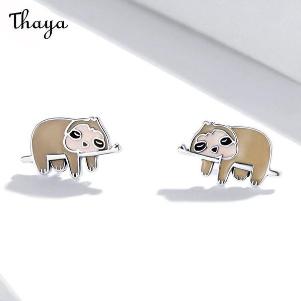 Thaya 925 Silver Sloth Stud Earrings