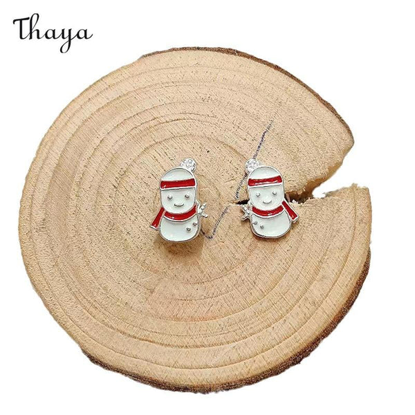 Thaya Snowman Reindeer Mini Stud Earrings