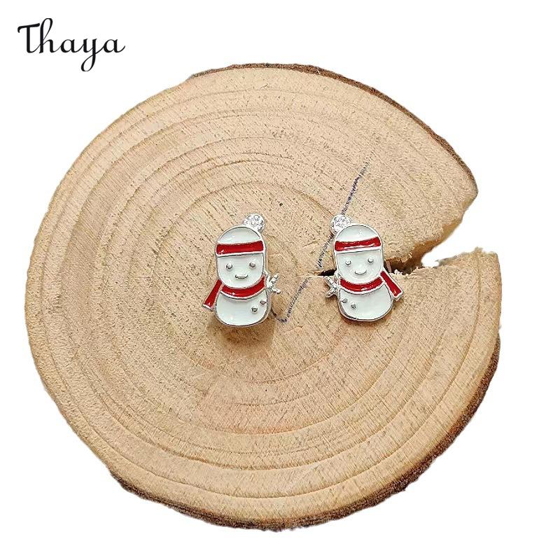 Thaya Snowman Reindeer Mini Stud Earrings