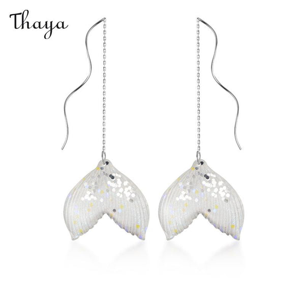 Thaya 925 Silver Transparent Fishtail Hoop Earrings