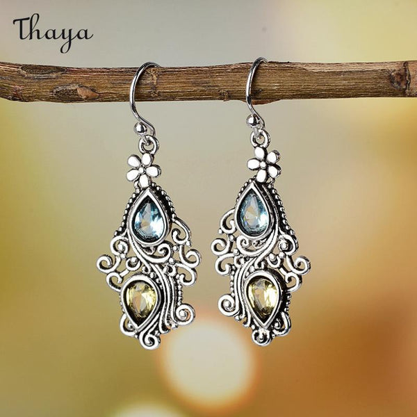 Thaya Retro Ethnic Drop Earrings