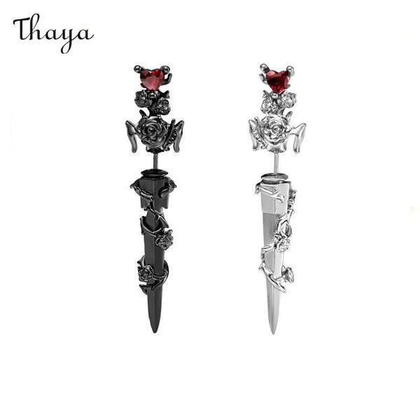 Thaya Unique  Dark Rose Spike Earrings