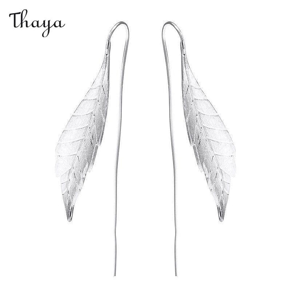 Boucles d'oreilles feuille d'aiguille en argent Thaya