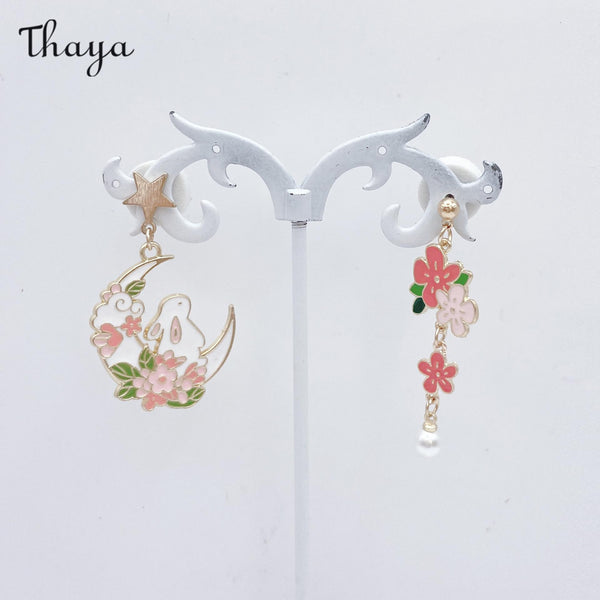 Thaya Asymmetric Cherry Blossom Earrings