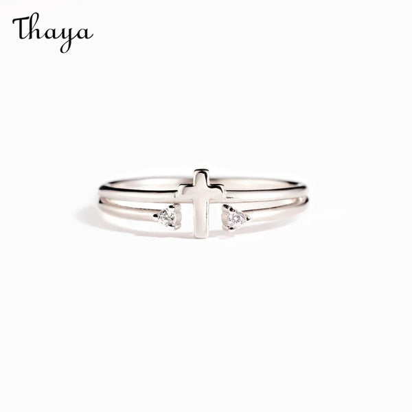 Thaya 925 Silver Cross  Zirconia Ring