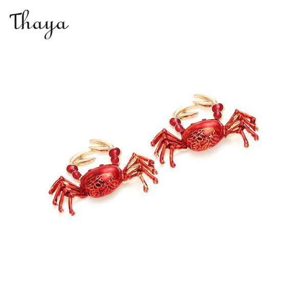 Thaya Boucles d'oreilles mignonnes en forme de crabe