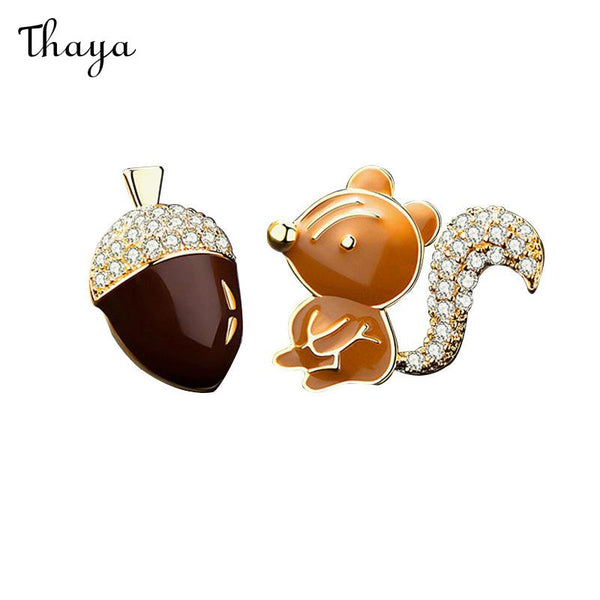 Thaya Squirrel And Pine Cone Stud Earrings