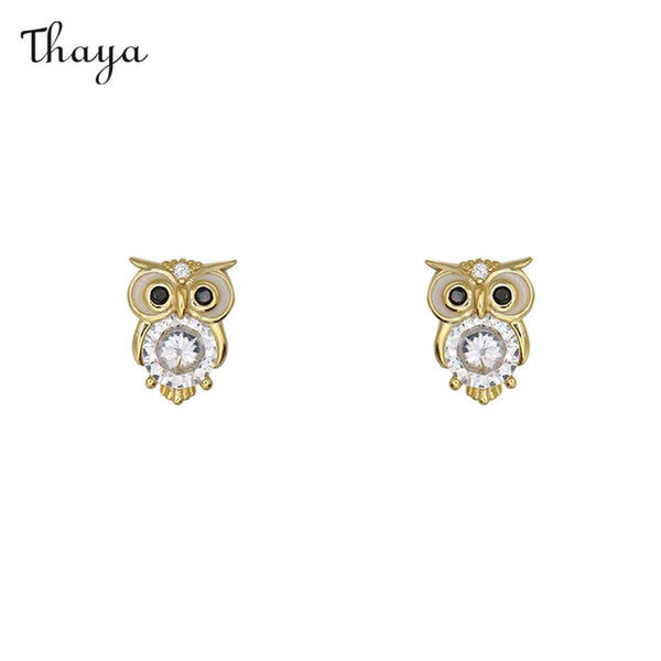 Thaya 925 Silver Owl Stud Earrings