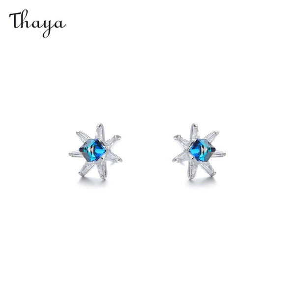 Boucles d'oreilles à tige en cristal d'étoile en argent 925 Thaya