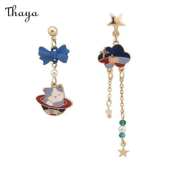 Thaya Tassel Cloud Star Stud Earrings