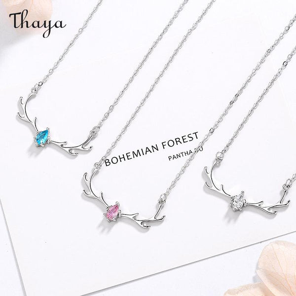 Thaya 925 Silver Simple Antler Necklace