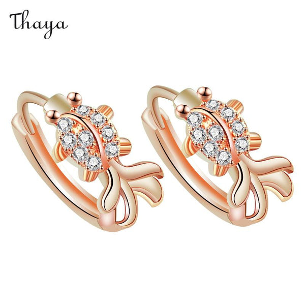 Thaya 925 Silver Plated Rose Gold Goldfish Earrings