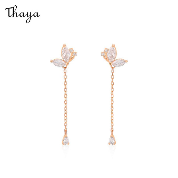 Thaya 925 Silver Butterfly  Tassel Drop Earrings